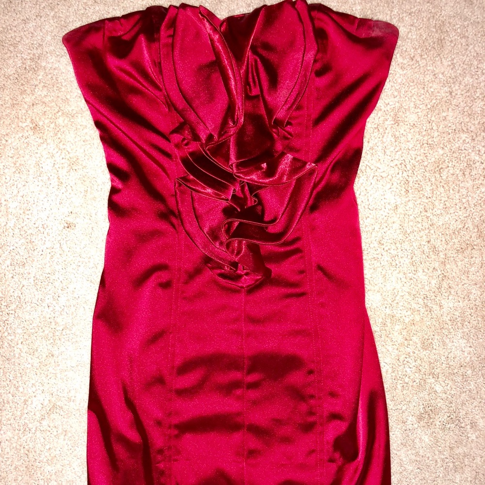 Red form fitting Bebe dress